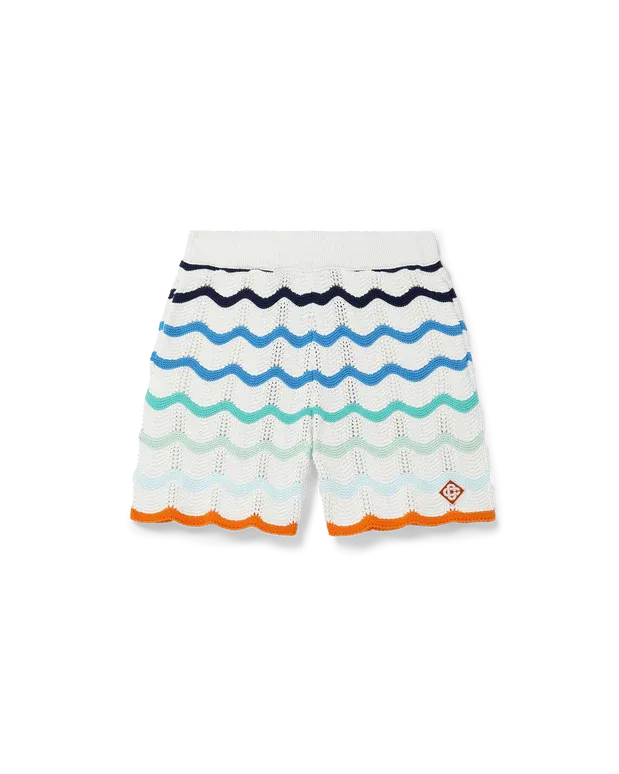 Gradient Wave Short Sleeve Crochet Shirt