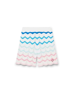 Gradient Wave Short Sleeve Crochet Shirt