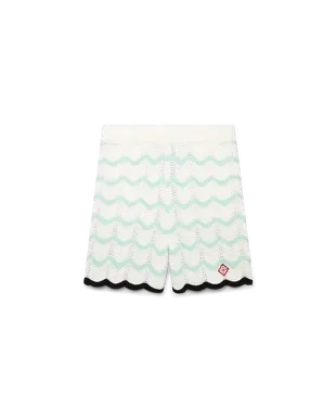 Gradient Wave Cotton Crochet Short Sleeve Shirt