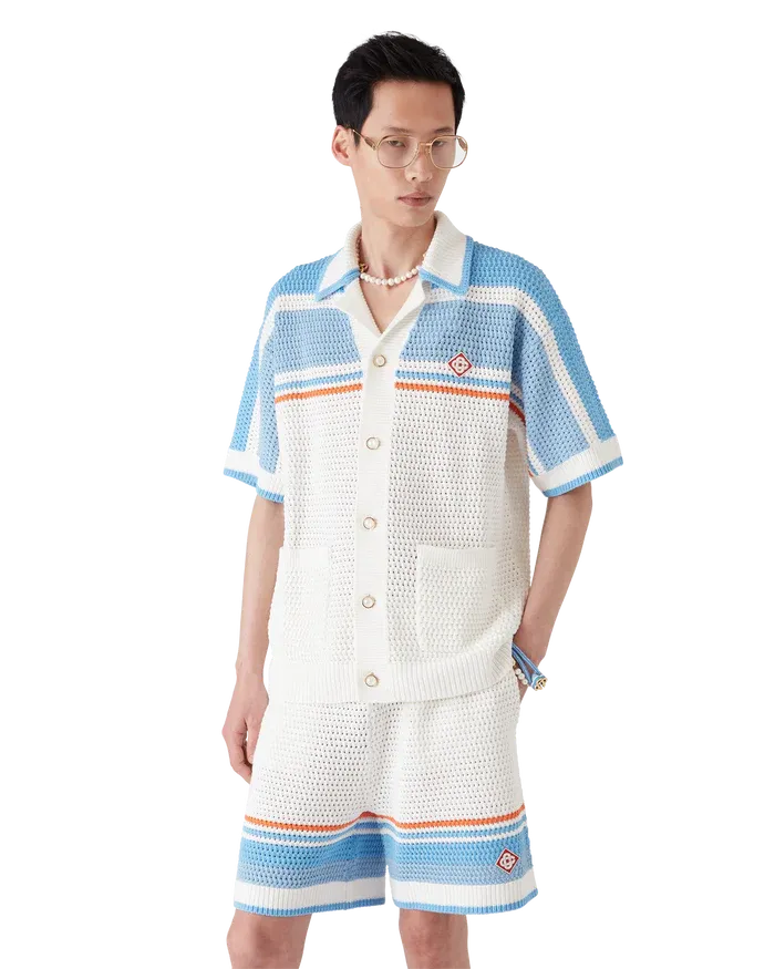 Cotton Tennis Short Sleeve Crochet Shirt